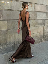 Luxe Satin Backless Maxi Dress