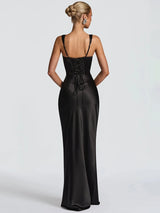 Luxe Satin Halter Evening Gown