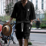 Men Jacquard Shorts Set