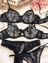 Women Mesh Heart Lingerie Set