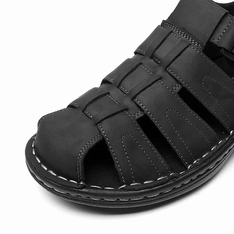 Men Cowhide Leather Beach Sandals
