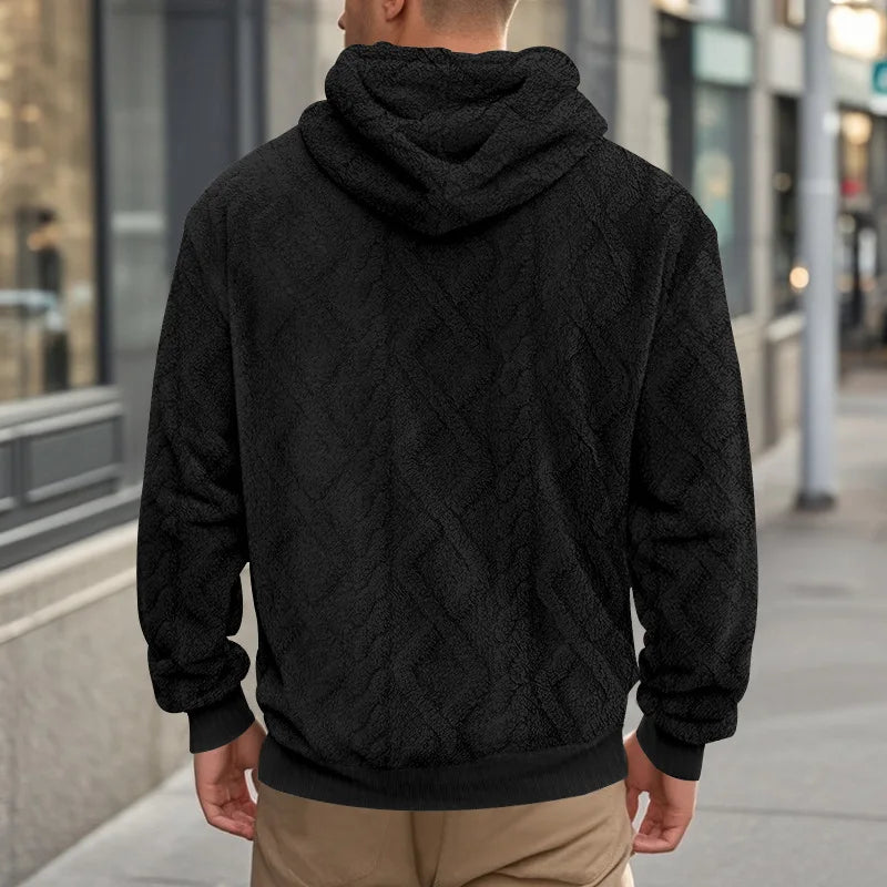 Men Velvet Hooded Pullover Sweater