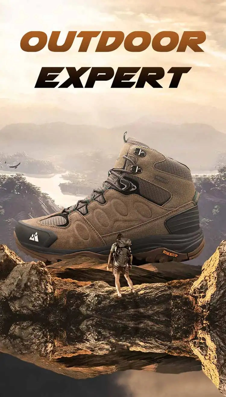 HIKEUP Men High Top Outdoor Hiking Boots