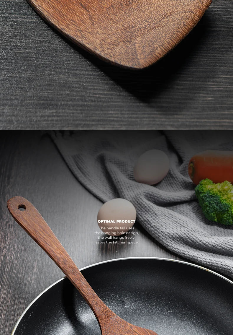 Wooden Handle Non-Stick Kitchen Utensil Set