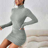 Women's Turtleneck Bodycon Mini Dress