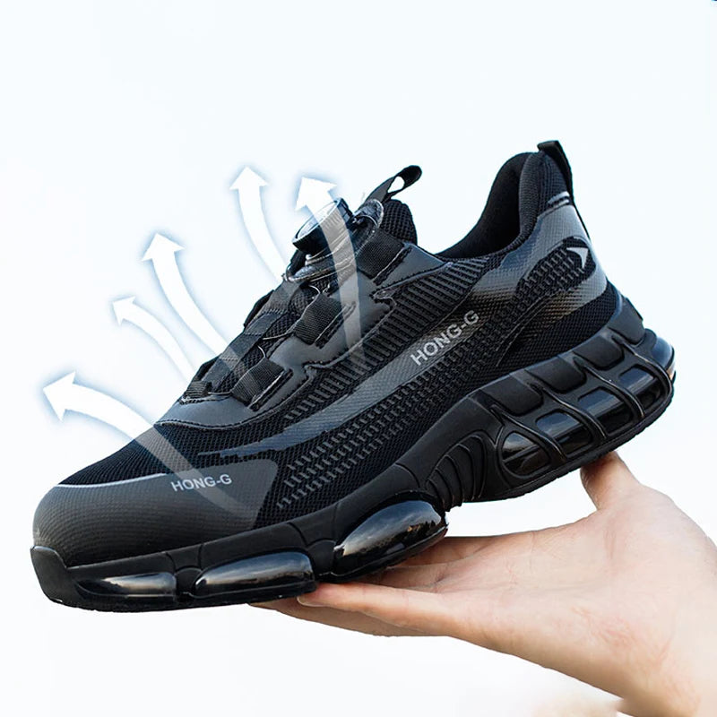 Men Rotary Buckle Steel Toe Safety Shoes