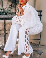 Women Plus Size Wide Leg Pants Set