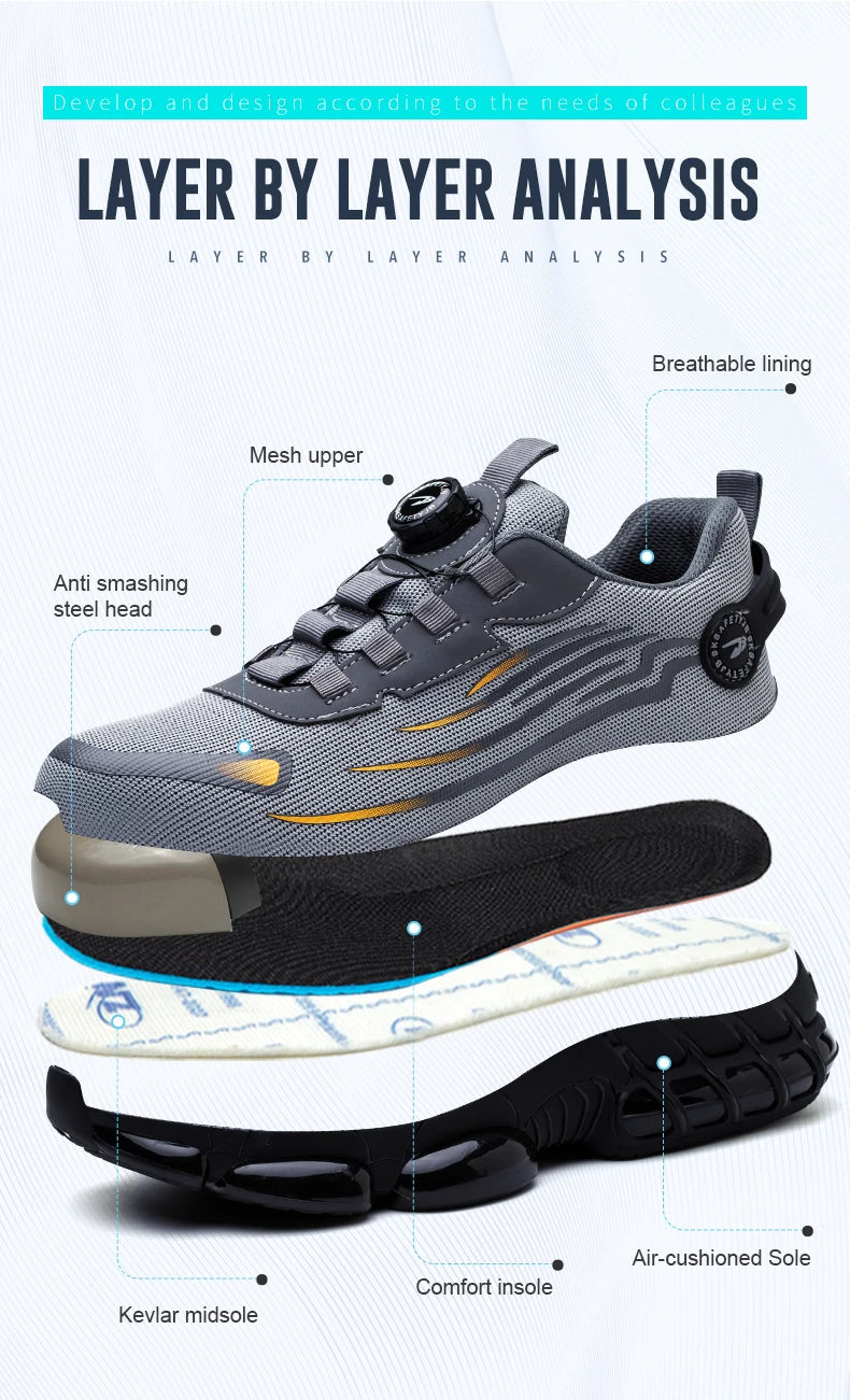 Men Rotating Button Safety Sneakers