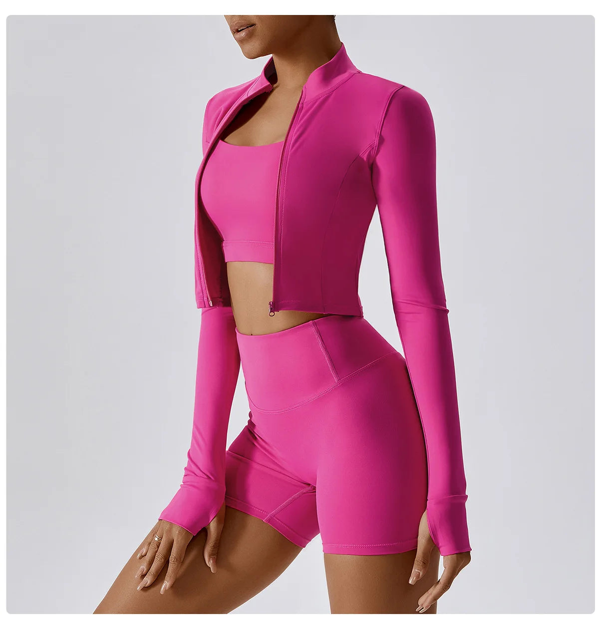Women's Sexy Zip Long Sleeve Yoga Jacket – Workout Running Cycling Top