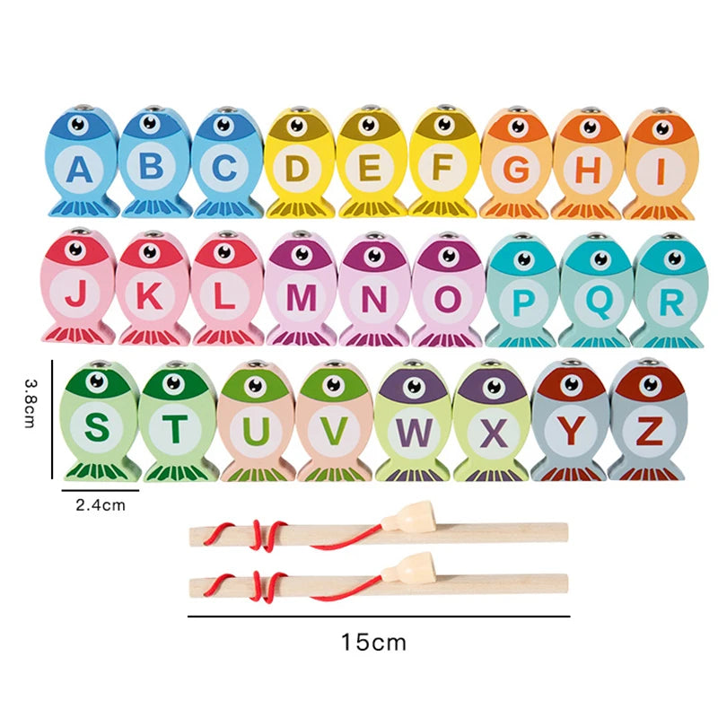 Wooden Alphabet Fishing Game Toy