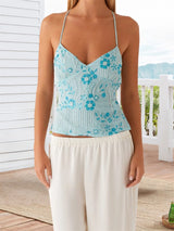 Lace Halter V-Neck Top