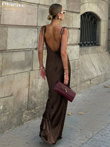 Luxe Satin Backless Maxi Dress
