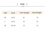 Size chart for LuxeLace silk camisole showing bust and length measurements for sizes M, L, and XL.