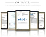 Certificates showcasing garment manufacturing and exporting expertise, featuring quality and compliance standards.