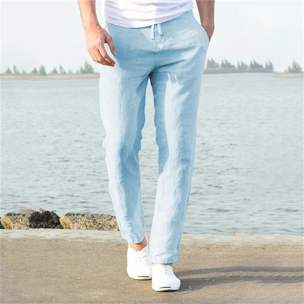 Men’s Solid Linen Trousers