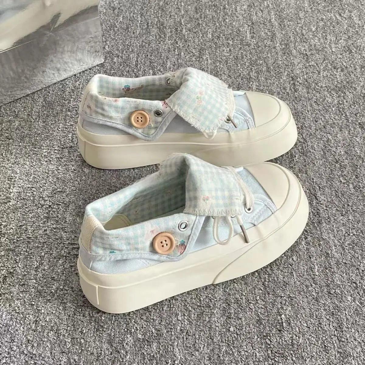 Women Canvas Shoes Thick Sole White Sneakers