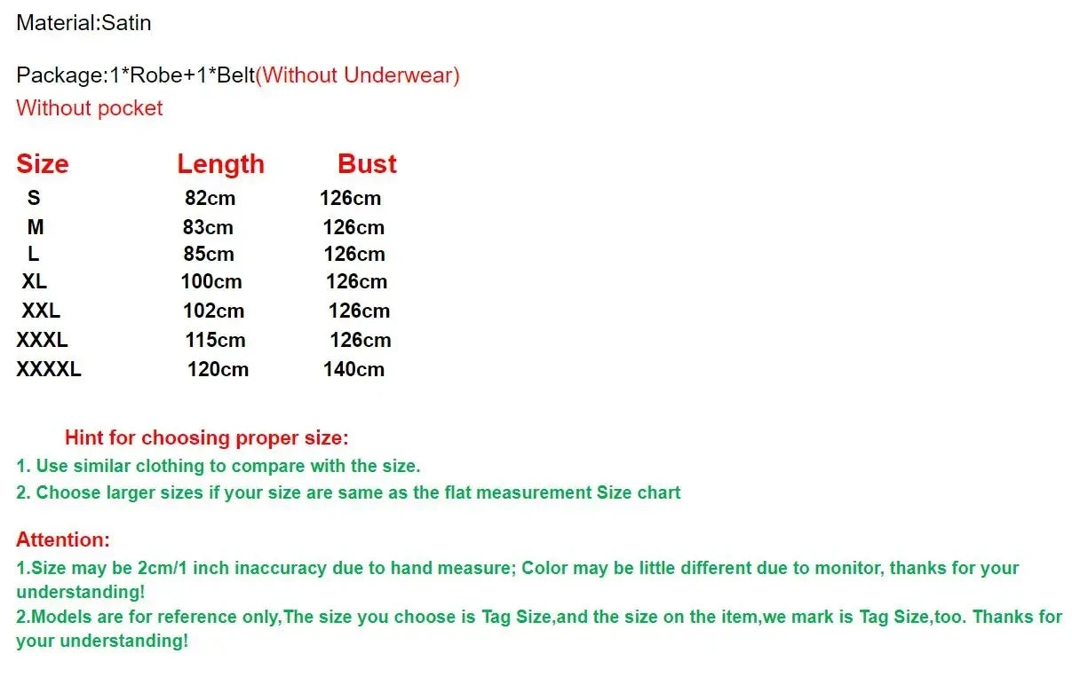 Size chart for Team Bride Gold Letter Robe, detailing lengths and bust measurements for different sizes.