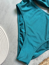 Women Metal Ring Bandeau Swimsuit