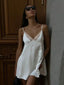 Black Satin Lace Backless Dress