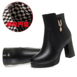 Women Warm Wool High Heel Ankle Boots – Winter Fashion