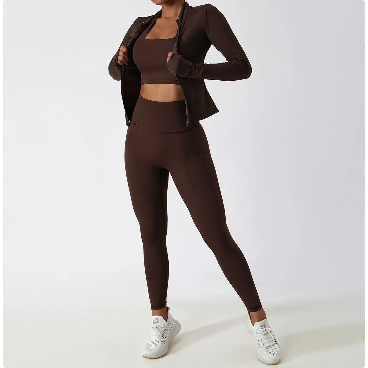 Women's Zip Long Sleeve Yoga Jacket – Slim Fit Gym Training Top