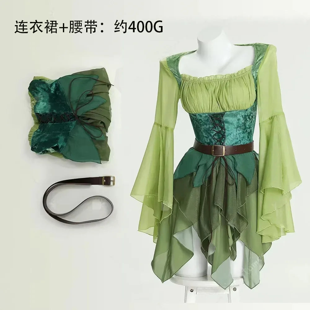 Medieval Green Elf Cosplay Dress