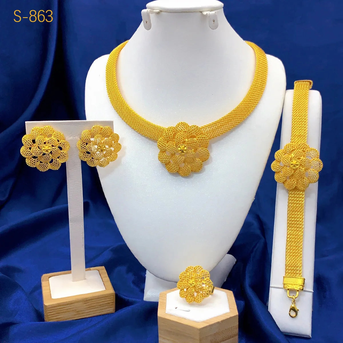 24K Gold Flower Bridal Jewelry Set