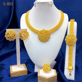 24K Gold Flower Bridal Jewelry Set