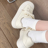 Women Canvas Sneakers White Platform Shoes