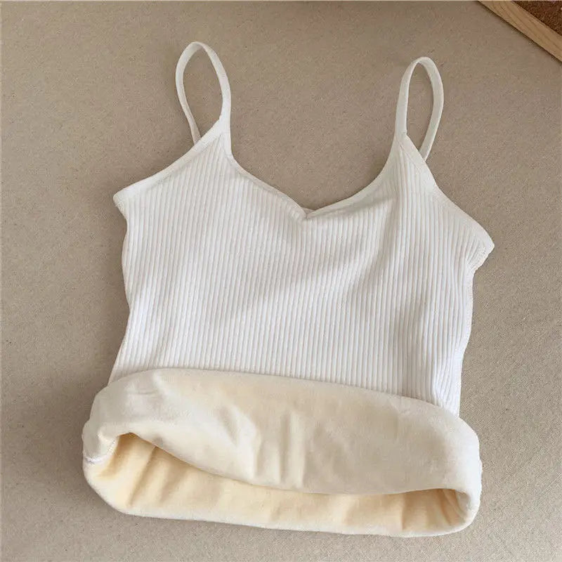 VelviFit™ casual velvet crop tank, elastic, sleek and sleeveless design for women's comfort in a soft, ribbed fabric.