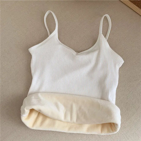 VelviFit™ casual velvet crop tank, elastic, sleek and sleeveless design for women's comfort in a soft, ribbed fabric.