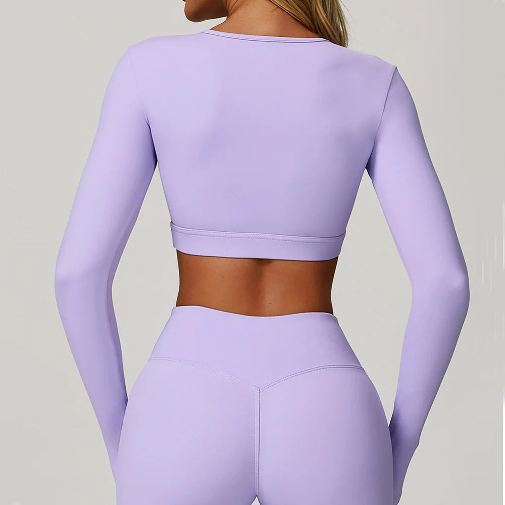 Women's Hollow Out Long Sleeve Yoga Shirt – Gym Workout Running Top