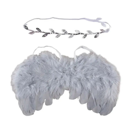 Baby angel wing costume set with headband for newborn photography, perfect for photoshoot accessories.