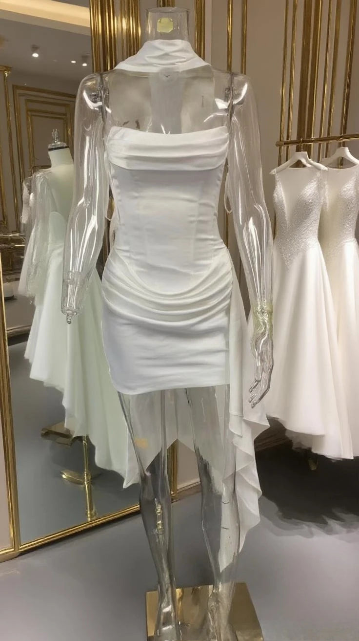 Ivory Luxe Corset Satin Mini Dress