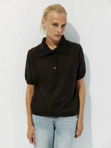 Women's Polo Collar Hollow Knit Sweater