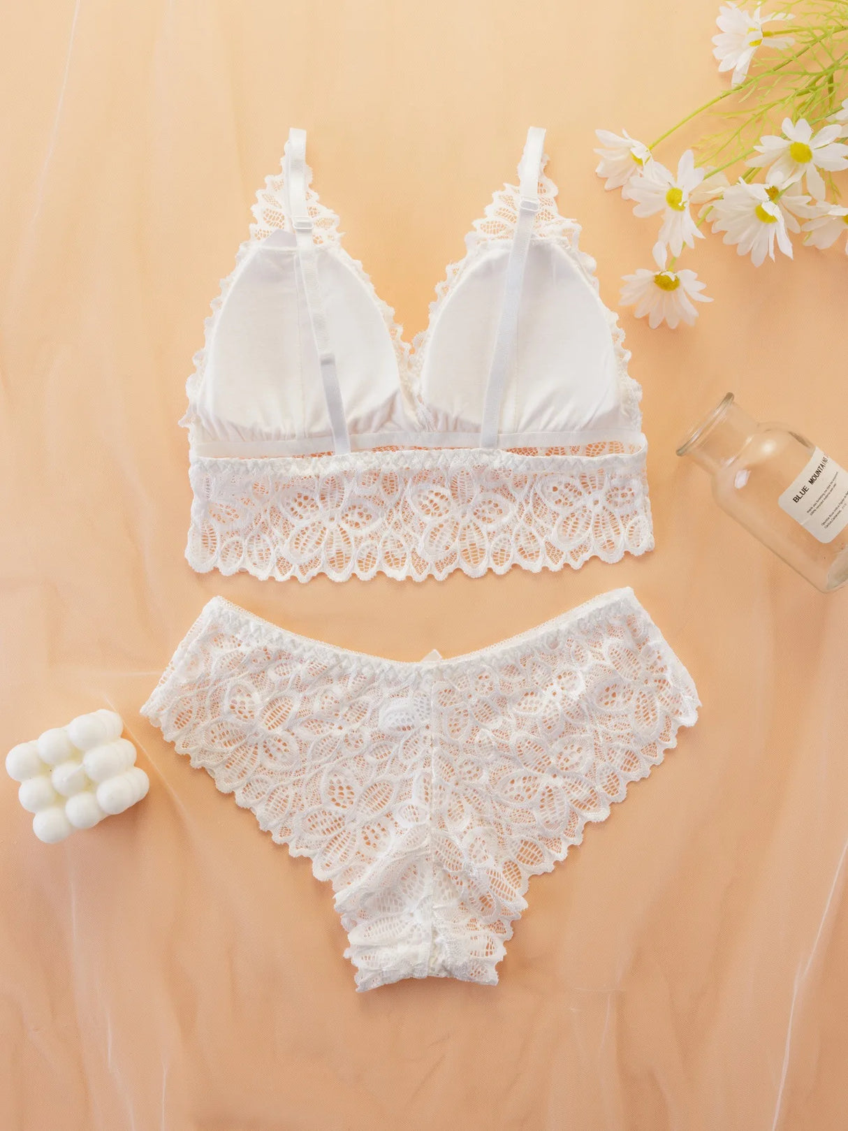 Women Contrast Lace Bra Set