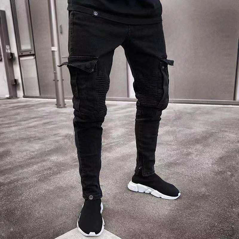 Men Cargo Pocket Jeans