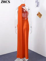 Luxe Satin Halter Evening Gown