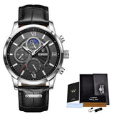 LIGE Men’s Leather Quartz Sports Watch