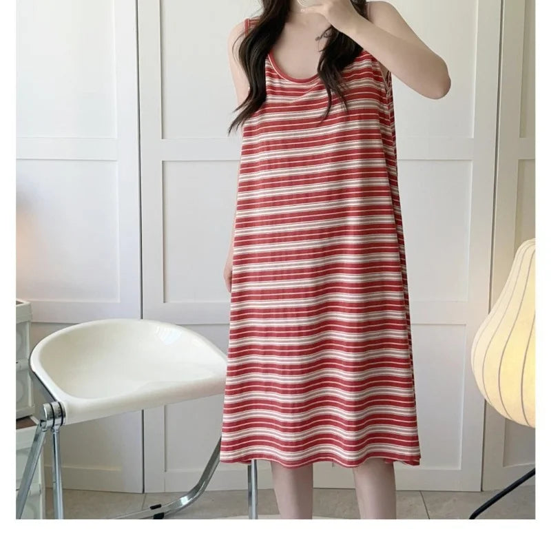 Women Striped Vest Plus Size Nightwear