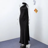 Luxe Satin Halter Evening Gown