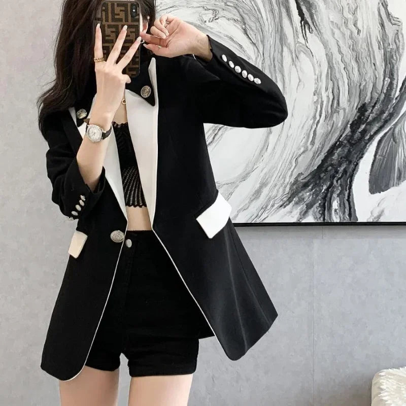 ColorFold™ – Long Tailored Blazer (Colorblock Elegance, On-Sale Collection)