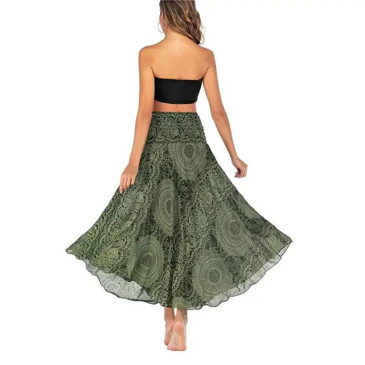 Women Vintage Plaid Button Midi Skirt