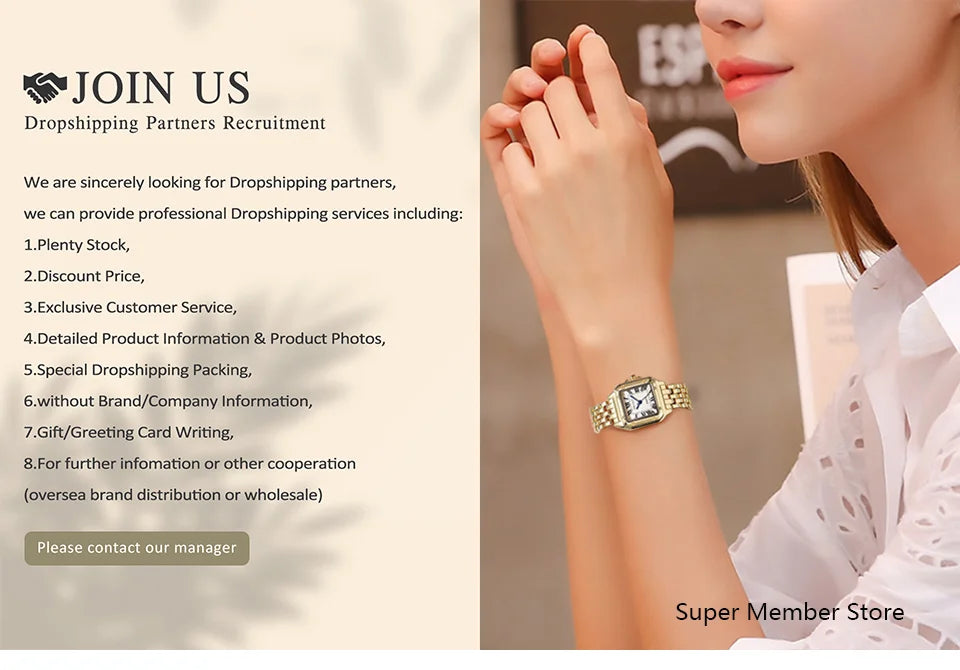 Gold Plated Square Ladies Quartz Watch