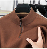 Men Half Zip Velvet Knit Sweater