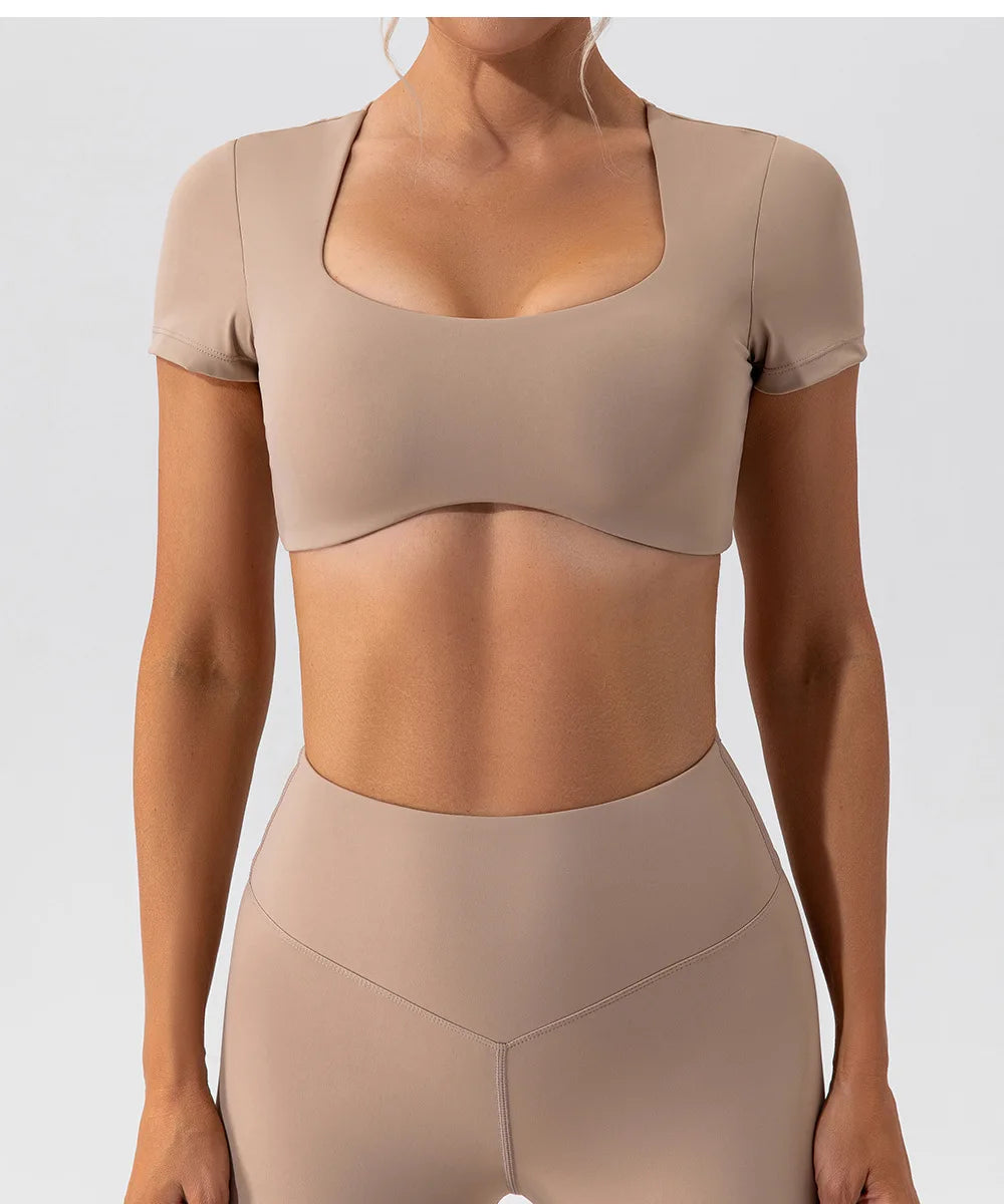 Women Crop Fit Yoga Tee