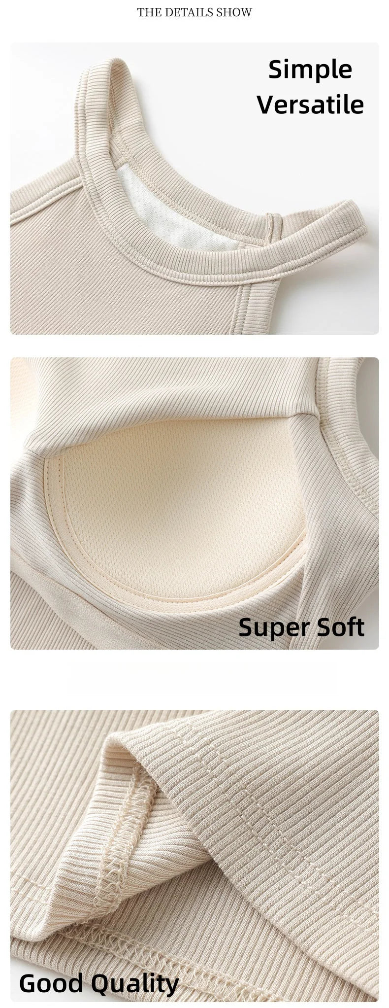 Cotton Knit Camisole Undershirt with Built-in Bra