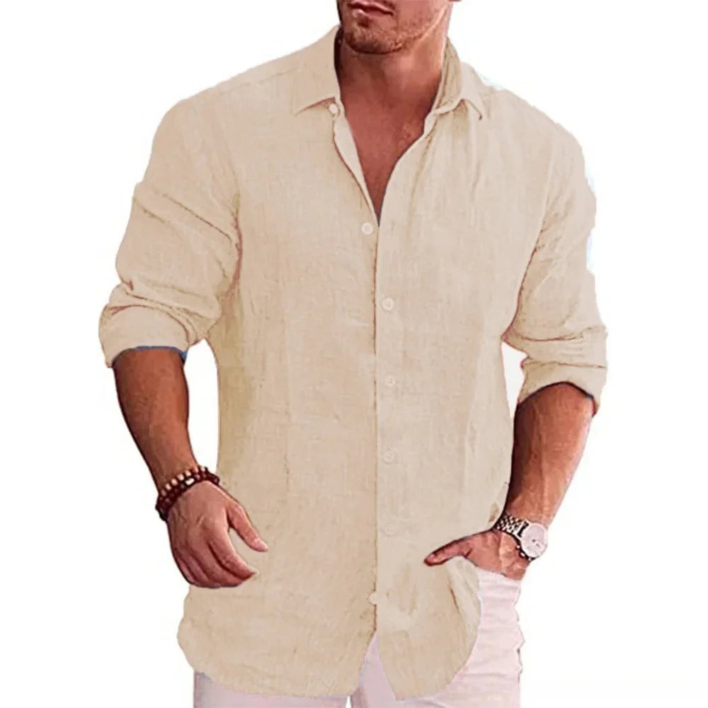 Men Linen Long Sleeve Shirt