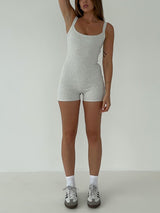 CurveMuse™ – Ribbed Sleeveless Bodycon Playsuit (Sleek, Hugging & Sexy)