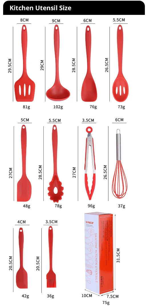 10pcs Silicone Cookware Set